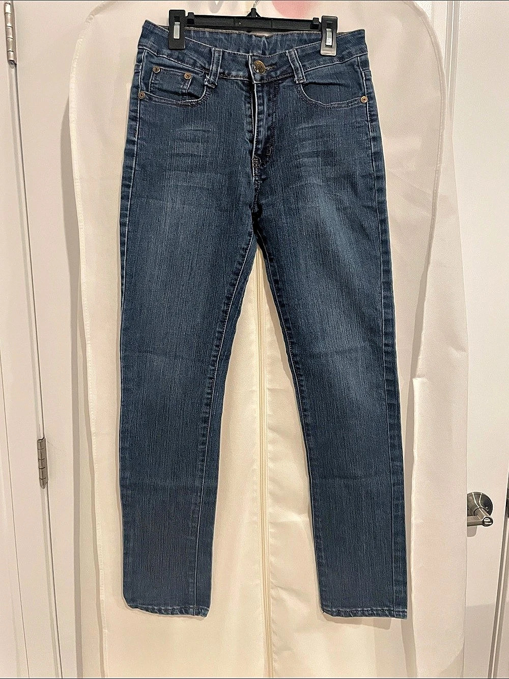 Women's High-waist Blue Straight Leg Jeans